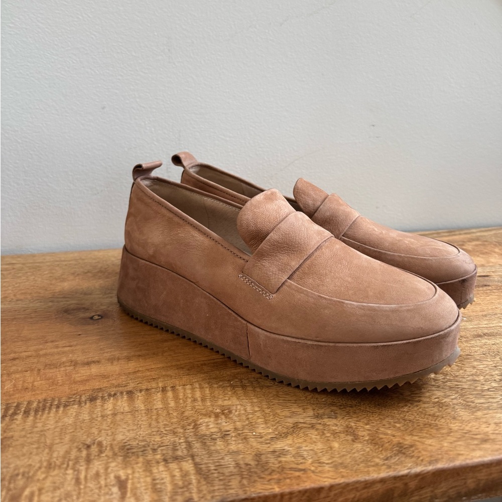 Eileen Fisher Suede Platform Loafer - Picture 2 of 11